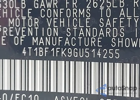 2016 Toyota Camry Le из США, поврежденный, VIN 4T1BF1FK9GU514255